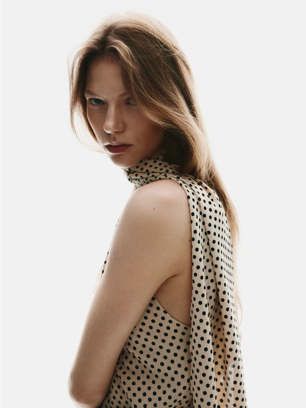 H&M Cream Polka Dot One-Shoulder Top with Black Dots - Picture 2 of 5